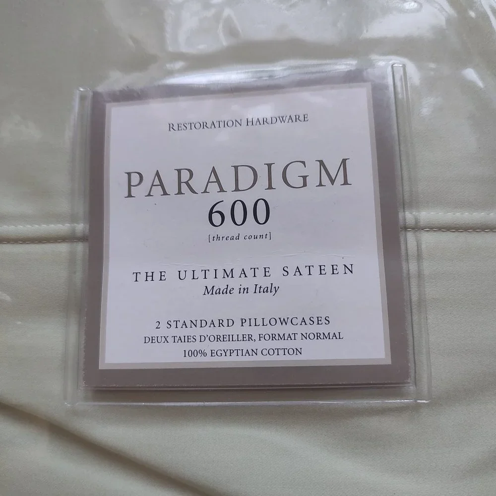 Restoration Hardware 2 PC SET Italian Paradigm 600 Pillow Cases Celery STANDARD